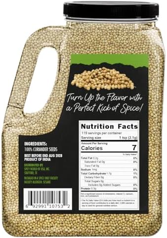 Coriander Seeds 3 LB Bulk Jar - All Natural, Gluten Free, Whole Corriander Spice for Cooking & Flavoring by Spicy World