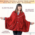 EzrAllora Fleece Poncho Blanket - Drape&Go No Sleeves- Lightweight Wrap Shawl - Wearable Blanket - Easy On Easy Off