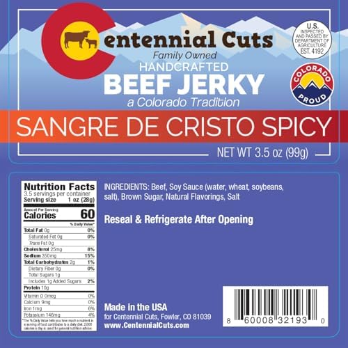Centennial Cuts Beef Jerky – Sangre de Cristo Spicy, 3.5 oz, High Protein Snack