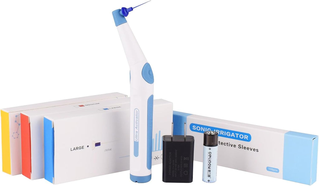 Gen Guan Ultra Cleaning Activator Sonic Irrigator with 60pcs Tips, Ergonomic Diagonal Design and Three-Speed 3D Oscillation, Clean the Internal Dirt, Blue Indicate Light