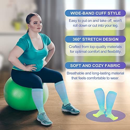 LEVSOX Plus Size Compression Socks for Women Men Wide Calf Extra Large 15-20 mmHg Knee High Sock for Nurses Pregnant Travel