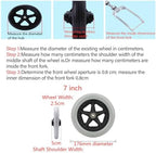 7 Inch Rubber Front Wheels for Wheelchairs, for Disabled Elderly Wheelchair Accessory Load 120kg