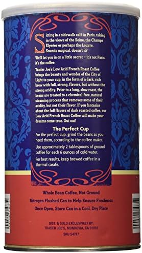 Trader Joe's Low Acid French Roast Coffee - 13 Oz. (Dark Roast, Whole Bean)