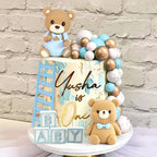 Baby Shower Cake Topper for Boy Bear Theme We Can Barely Wait Decorations Adorable Baby Boy Shower Cake Decorations with Bear Topper for Gender Reveal Newborn Celebration