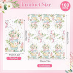 100PCS Tea Party Paper Napkins 3 Ply Disposable Hand Towels for Bathroom Spring Floral Tea Cup Guest Napkins Decorative Flower Teacups Dinner Napkins for Wedding Bridal Baby Shower Birthday Party