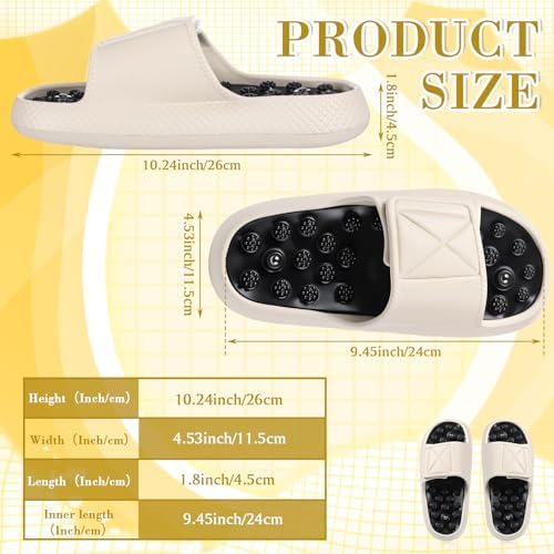 Magnetic Acupressure Slippers Massage Slippers Acupressure Foot Shoes Reflexology Sandals Gift for Men Women Reduce Feet Neuropathy Pain Relief(Us Women 8.5-9.5/ Men 6.5-7.5,White)