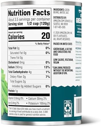 Amazon Grocery, Cut Green Beans, 14.5 Oz