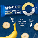 AMACX Energy Oat Bar for Endurance Sports – 12 x 50g – Energy Bars Carbohydrate mix (31g) – Vegan Protein Bar with 50mg magnesium – Running & Hiking Snacks – Healthy Oatmeal Power Bars - Banana