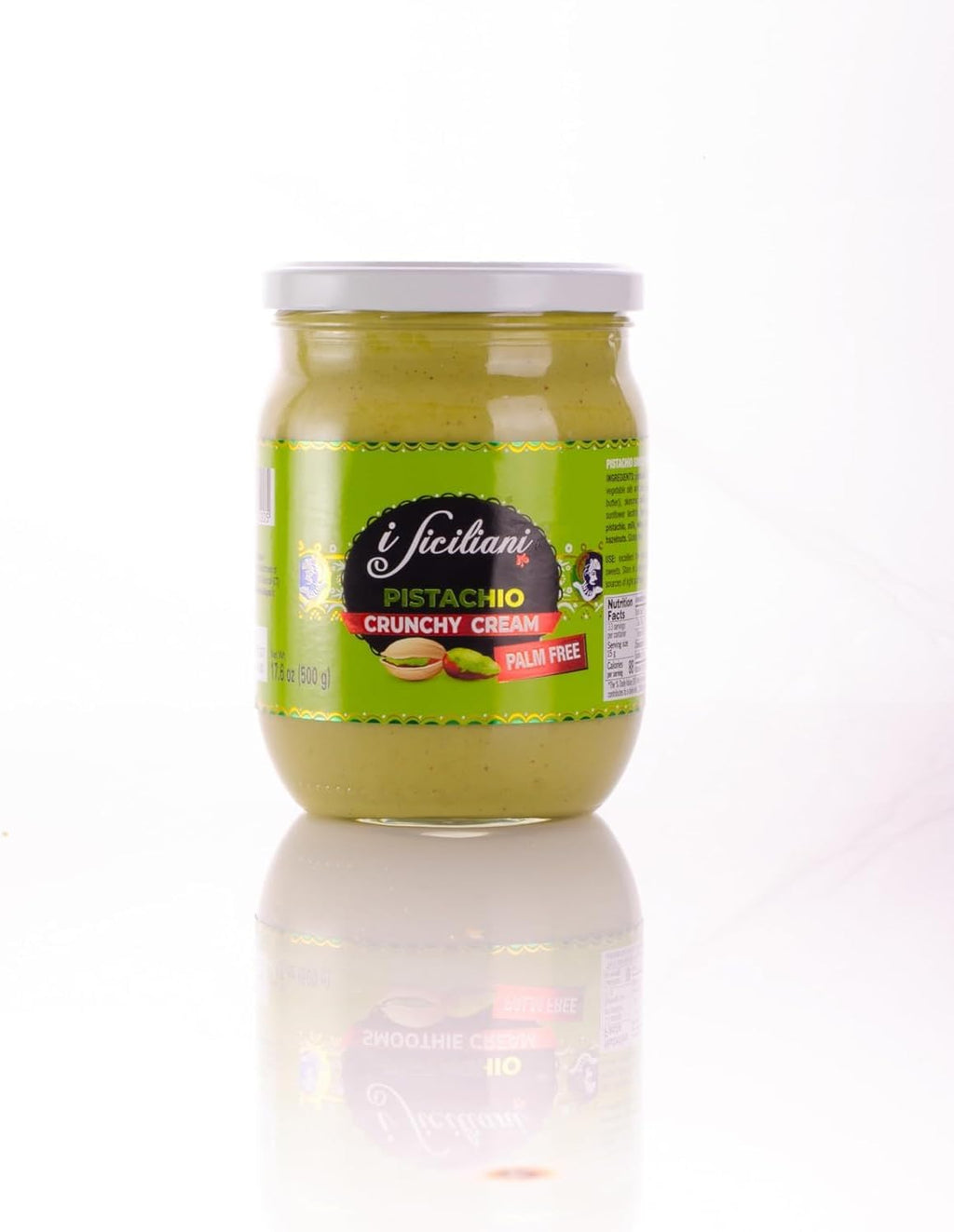 i Siciliani Pistachio Cream | Premium Italian Pistachio Spread 500g | Palm Free | Perfect for Pastry, Desserts & Baking | Made in Italy (Crunchy - Palm Free)