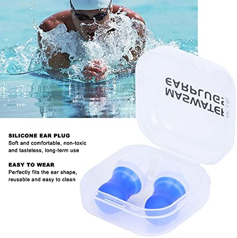 Gavigain 2Pcs Waterproof Silicone Ear Plugs,Noise Reduction Silicone Protective Earplug for Sleeping Swimming Flying (Blue)