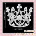 Funrous 12 Pcs Mini Crowns for Cake Topper Flower Bouquets Decor Metal Tiny Queen Cupcake Topper Crown Princess Decor Pearl Crystal Tiara for Wedding Bridal Birthday Party(Silver)
