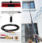 Water Fed Telescopic Brush, Window Cleaning Tools for High Window, Solar Panel Cleaning Kit with Extension Poles, Conservatory Roof Cleaner,5.4m/18ft