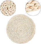 Tatami Floor Pillow Sitting Cushion, Japanese Style Round Tatami Hand Woven Floor Cushion, Floor Pouf Mat for Meditation Yoga