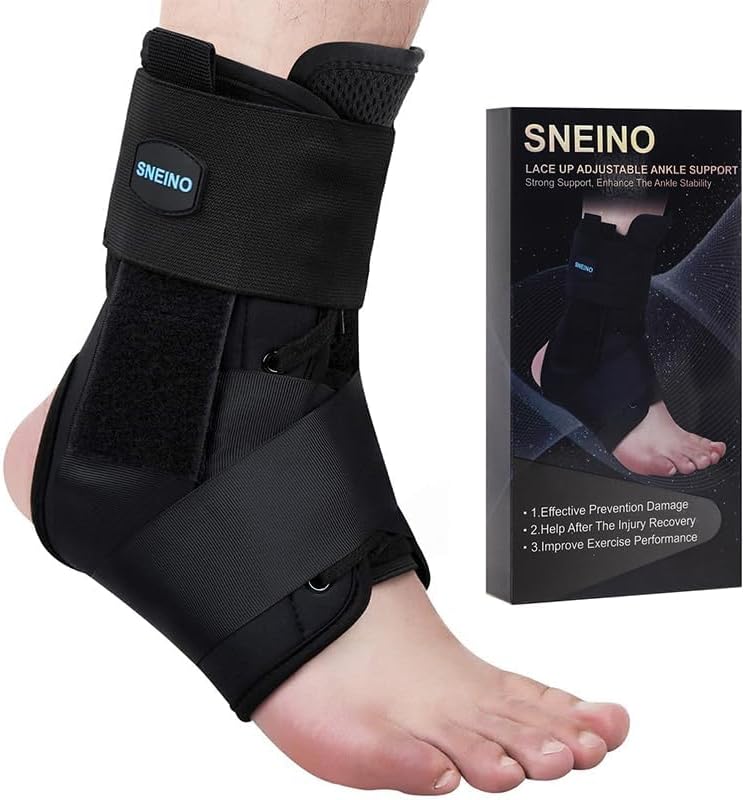 SNEINO Lace up Ankle Brace for Women & Men - Ankle Support Brace for Sprained Ankle, Ankle Stabilizer for Achilles,Tendon,Sprain,Injury Recovery, Sports, Running, Basketball, (X-Large)