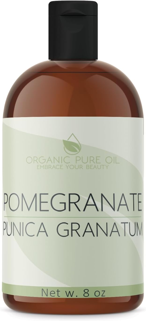 Pomegranate Seed Oil - 8 oz - Pure, Unrefined, Non GMO, Cold Pressed, Sweet Carrier Oil for Hair, Skin Nails Body Face DIY Soaps & More - Hydrate Nourish Replenish Moisturize - Packaging May Vary
