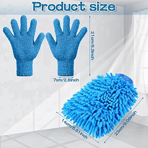 6 Pcs Microfiber Dusting Mitt Gloves for Plants Washable Dusting Gloves for House Cleaning Furniture Car Washing