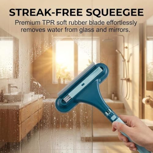 Window Screen Cleaning Brush - 2 in 1 Net Screen Cleaner Tool with Squeegee, Mesh Screen Cleaner, Multi-Purpose Cleaning Brush for Patio Door Porch Screens (1, Green)