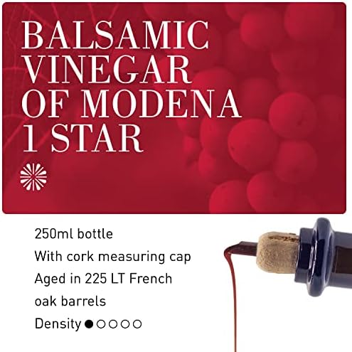 La Secchia Balsamic Vinegar of Modena PGI "One Star", Aged in Oak, Low Density, 250 ml Bottle with Cork Pourer