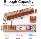 Wooden 7 Day Pill Organizer, Daily Once-a-Day Pill Box, Portable Travel Pill Case with Medium Compartments, Arthritis Friendly for Weekly Medication & Vitamin Tracking (Sapele)
