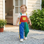 Fernvia Toddler Kids Baby Boy Girl Contrast Color Overalls Pants Clothes 2T 3T 4T 5T Adjustble Shoulder Strap Romper Workwear