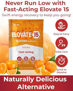 Fast Acting Glucose Powder Packets, Orange – Instant Dissolve, No Water Needed | 15g Pure Dextrose | Waterproof SlimPaks | Made in USA | Gluten-Free (Pack of 12)