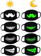Cool Luminous Mouth Mask 4 Pack Unisex Cotton Black Face Mouth Mask-Glow
