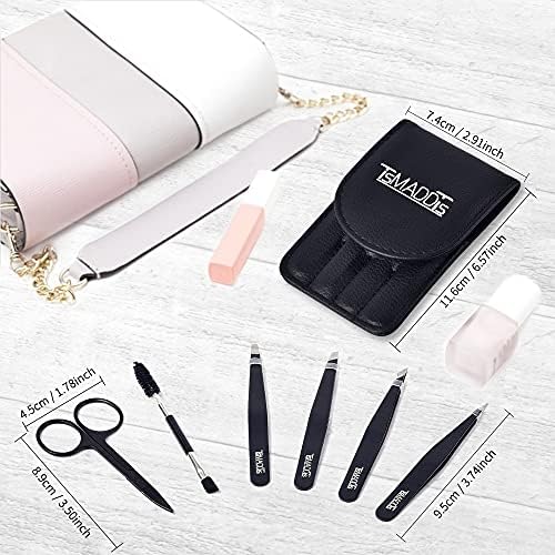 TsMADDTs Eyebrow Tweezers Set and Curved Scissor, Professional Stainless Steel Tweezers for Women and Men, Splinter and Ingrown Hair Removal