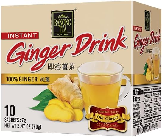 Ranong Tea Instant Ginger Drink 100% Ginger, 3 Boxes of 10 sachets