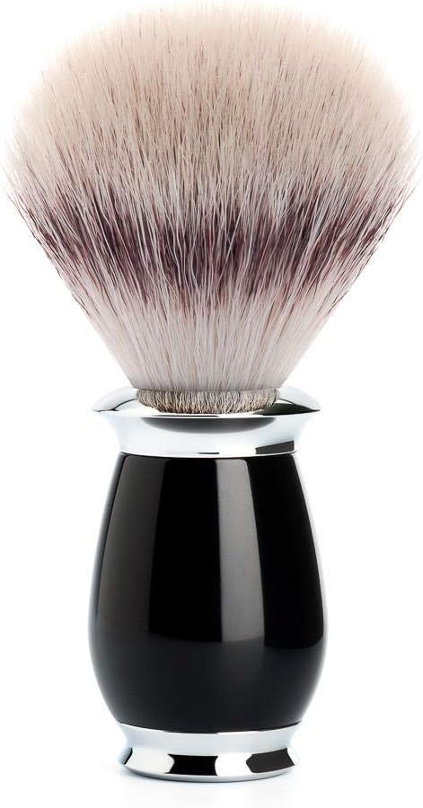 MÜHLE PURIST Black Silvertip Fiber Shaving Brush - Synthetic Luxury Shave Brush for Men, Rich Lather