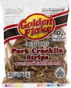 Golden Flake Pork Cracklins W/Red Pepper Seasoning 3.25 oz (Pack 8)