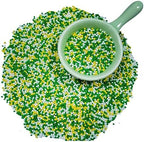 Gevog 2MM Yellow Green and White Nonpareils Pearls Sprinkles Mixing Edible Cake Cupcake Sprinkles for Baking Cupcake Cookie Ice Cream Decoration Supplies 110g/ 3.88oz