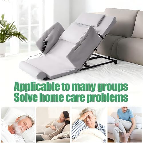Electric Lifting Bed Backrest,Medical Pillow Lifter, 2-80° Electric Lift Bed Backrest, Adjustable Sit-Up Back Aid for Neck, Head and Waist Support,Witharmrests,Grey