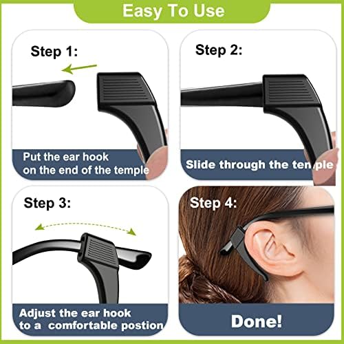 20 Pairs Anti-Slip Eyeglass Ear Grips Hook, Comfortable Silicone Elastic Eyeglasses Temple Tips Sleeve Holder-For Eyeglasses Sunglasses Spectacles Glasses Reading (10 Black&10 Clear)