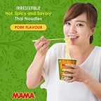 MAMA Noodles PORK Instant Cup of Noodles with Delicious Thai Flavors, Hot And Spicy Noodles with Pork Soup Base, No Trans Fat with Fewer Calories Than Deep Fried Noodles (Pork Flavor, 6 Pack)
