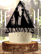 Enchanted Forest Couple Wedding Cake Topper Forever and Always