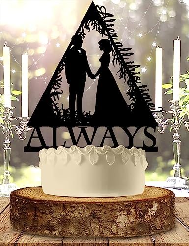 Enchanted Forest Couple Wedding Cake Topper Forever and Always