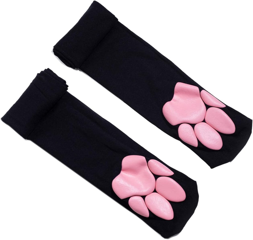 3D Cat Paw Pad Socks,Puffyed Pawpad Socks Thigh High Socks for Girls kids Women Cosplay Over The Knee Stockings
