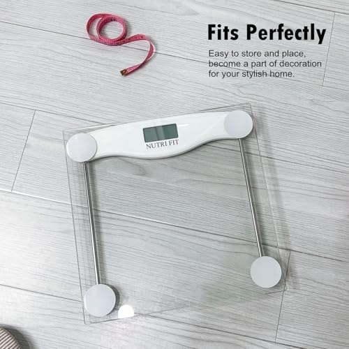 NUTRI FIT Digital Bathroom Scale for Body Weight Loss, Precision Weighing, High Accuracy, 330 lbs Capacity, Step-on Technology with AAA Batteries, Birthday Gifts, Bright White