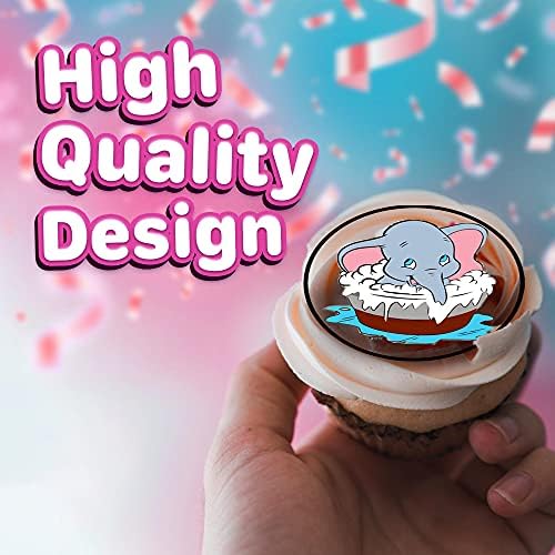 30 x Edible Cupcake Toppers – Dumbo Elephant Themed Collection of Edible Cake Decorations | Uncut Edible on Wafer Sheet