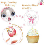 24pcs Cat Cupcake Toppers Meow Kitty Party Decoration Cute Cartoon Cat Cupcake Toppers for Kitten Baby Shower Cat Theme Birthday Party Supplies