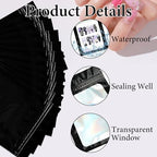 100PCS Empty Solid Black Holographic Nail Storage Bag Press on Nail Packaging Bag and 100PCS Shiny white cardboard Nail Tips Packaging Bags with 1 Roll Transparent Tape