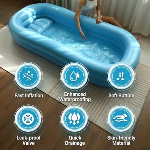 Medical Inflatable Bathtub for Elderly & Disabled, Portable Bedside Bath Tub with Electric Air Pump, Full-Body Wash Basin for Bedridden Patients, Easy-Clean Inflatable Shower Bath for Home Care