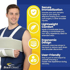 Brace Direct Adjustable Foam Arm Sling Shoulder Immobilizer for Rotator Cuff Repair, Post Op Recovery, Dislocations, Fractures & Shoulder Injuries (OSFM)