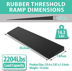 1.5" Rise Rubber Threshold Ramp, 2204Lbs Recycled Rubber Power Threshold, 35.4" L x 7.87" W Non-Slip Surface Solid Threshold Ramp is Adjustable and Cuttable for Wheelchairs, Power Scooters