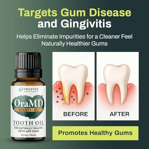 OraMD 4-in-1 Extra Strength Tooth Oil - Clinically Tested Maximum Strength Gum Disease Treatment, Gingivitis Treatment, Periodontal Disease Treatment, Sensitive Teeth and Gums - All-Natural (3 Pack)