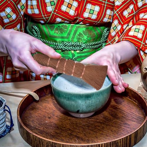 Tea Tray Cleaning Brush with Natural Palm Bristles, Handcrafted Kitchen Washing Brush for Tableware and Teapot Spout Cleaning, Household Dish Scrubber for Daily Use