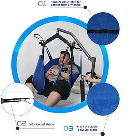 Toileting Hoist Sling,Patient Lift Toileting Sling for Hoist Divided Leg Sling Hoist for Lifting Elderly,Reusable Heavy Duty Transfer Sling for Disabled Elderly Bedridden Patients Blue,XXL