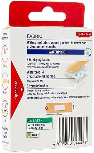 Elastoplast Waterproof Fabric Plaster Strips, 18 Strips