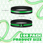 Hiboom 100 Pcs Mental Health Awareness Silicone Bracelets Green Ribbon Rubber Bracelets Motivational Bracelet Unisex for Men Women Mental Health Awareness Month Gifts