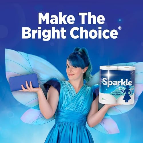 Sparkle Pick-A-Size Paper Towels, Spirited Prints, 2 Double Rolls, Strong 2 Ply Towels for Kitchen Cleanup and Everyday Messes